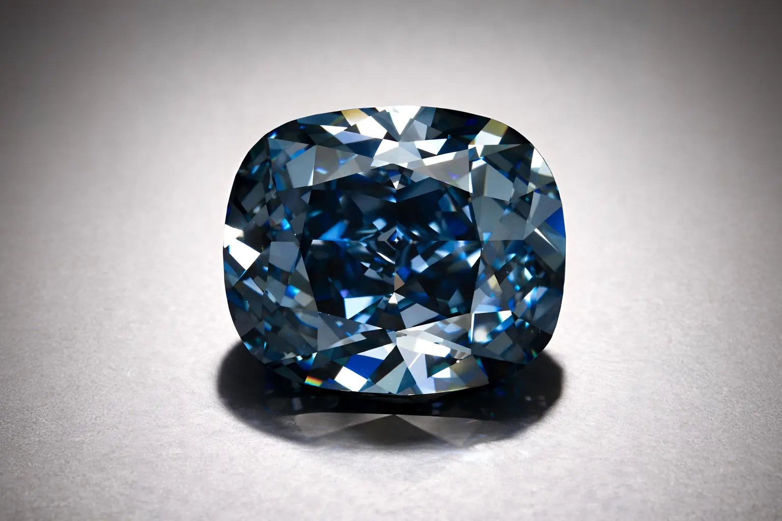 Blue Moon Diamond cushion cut, rare blue gemstone with deep luminous reflections