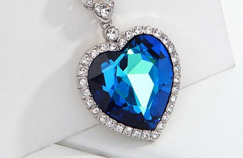 Buy Swarovski Valentine Special Blue Ocean Heart Sterling Silver Necklace  Online – Ciya Shines